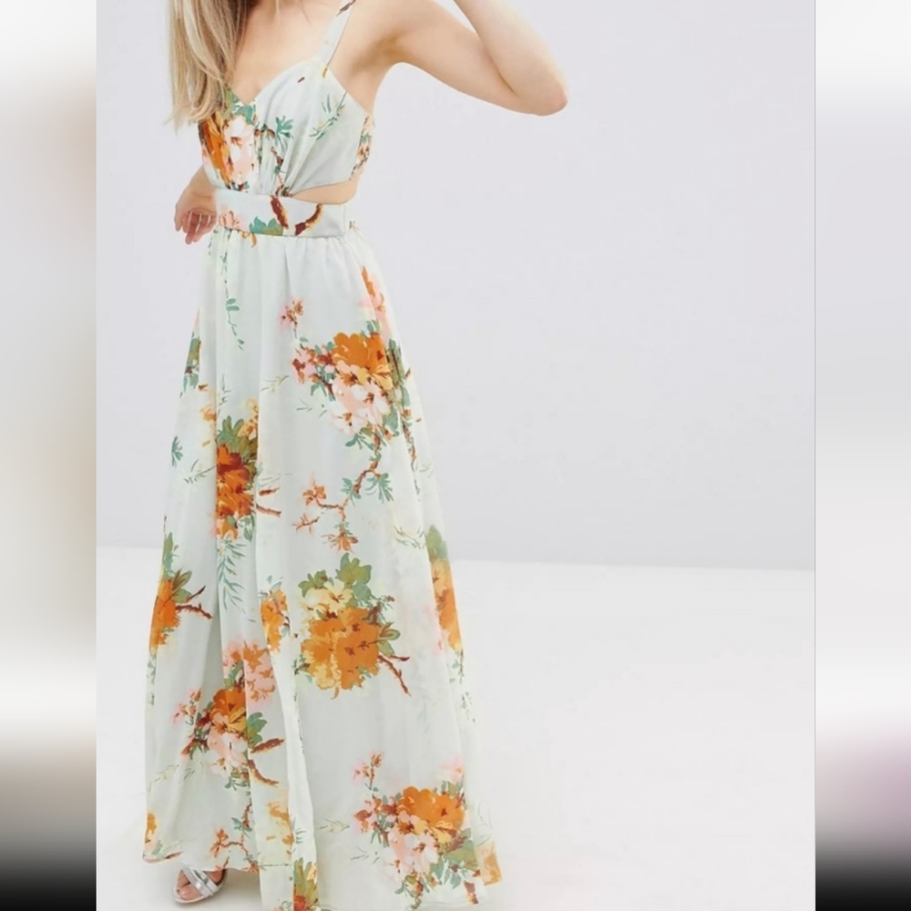 ASOS Design Floram Chiffon Cut Out Maxi Dress